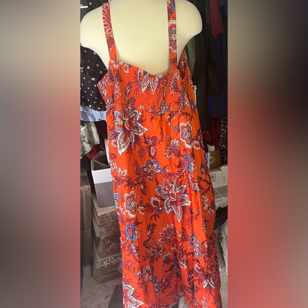 NWT RHODE X Target orange leafy floral print tiered plus size midi - Picture 3 of 8